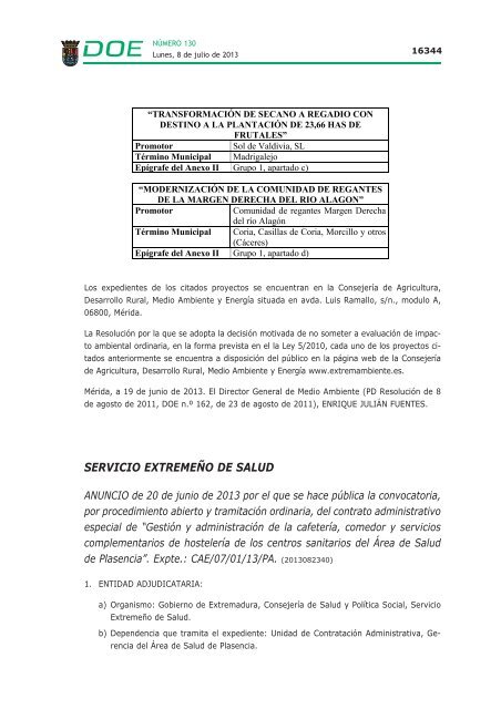 disposiciones generales i - Diario Oficial de Extremadura - Gobierno ...