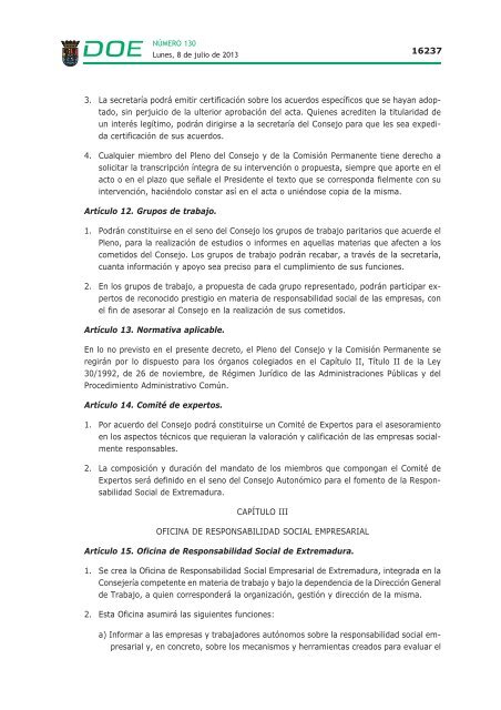 disposiciones generales i - Diario Oficial de Extremadura - Gobierno ...