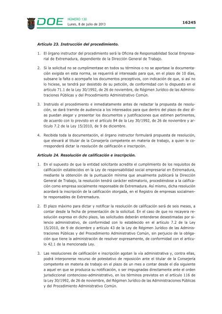 disposiciones generales i - Diario Oficial de Extremadura - Gobierno ...