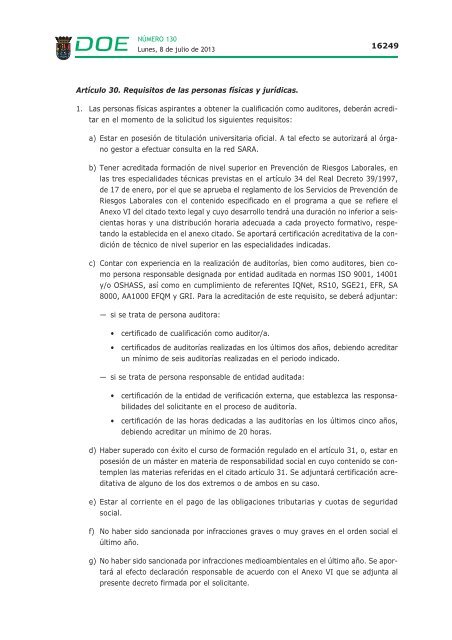 disposiciones generales i - Diario Oficial de Extremadura - Gobierno ...