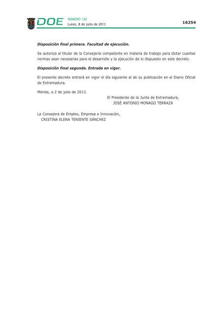 disposiciones generales i - Diario Oficial de Extremadura - Gobierno ...