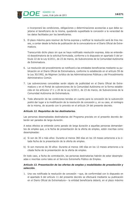 disposiciones generales i - Diario Oficial de Extremadura - Gobierno ...