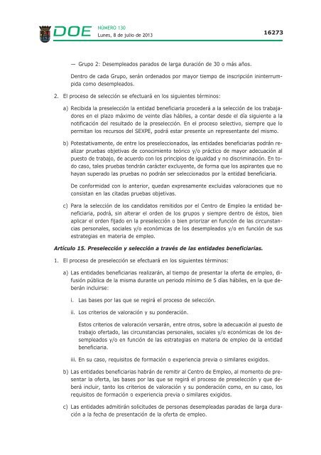 disposiciones generales i - Diario Oficial de Extremadura - Gobierno ...