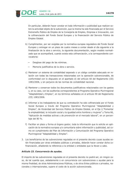 disposiciones generales i - Diario Oficial de Extremadura - Gobierno ...