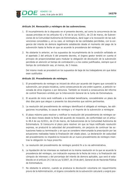 disposiciones generales i - Diario Oficial de Extremadura - Gobierno ...