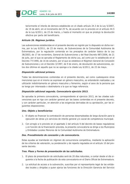 disposiciones generales i - Diario Oficial de Extremadura - Gobierno ...