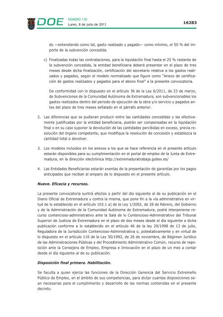 disposiciones generales i - Diario Oficial de Extremadura - Gobierno ...