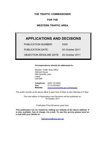 APPLICATIONS AND DECISIONS 2435 Western Traffic Area