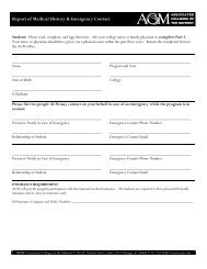 ACM Report of Medical History and Emergency Contact Form