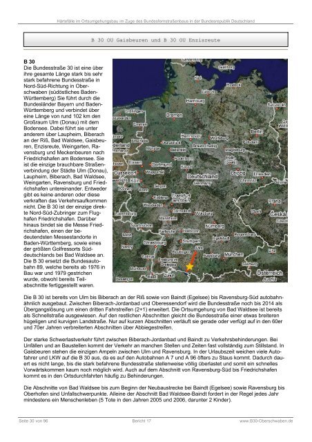 Härtefälle im Ortsumgehungsbau in Deutschland - B30 Oberschwaben