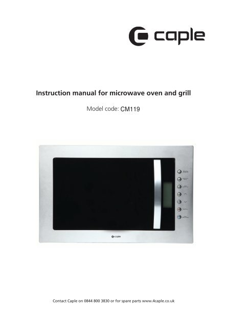 Instruction manual for microwave oven and grill - Caple