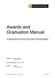 Awards and Graduation Manual - Curtin Policies and Procedures