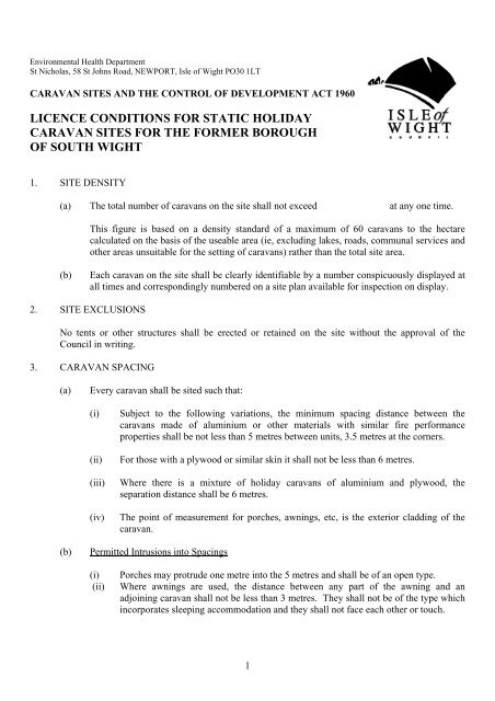 Licence conditions for static caravan sites for the former Borough of ...