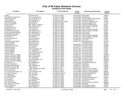 City of El Cajon Business License