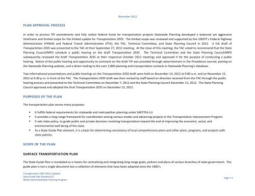 Transportation 2035 - State of Rhode Island: Division of Planning