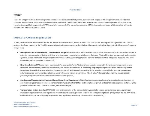 Transportation 2035 - State of Rhode Island: Division of Planning