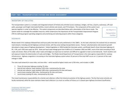 Transportation 2035 - State of Rhode Island: Division of Planning