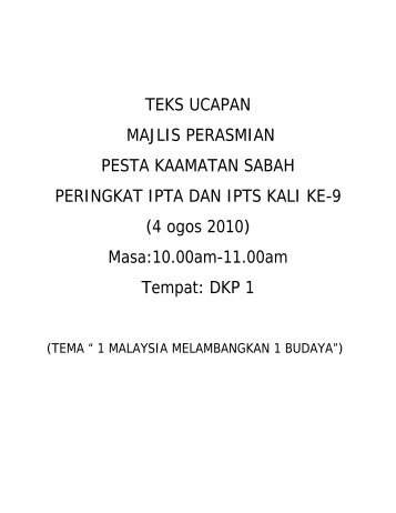 TEKS UCAPAN - UMS - Universiti Malaysia Sabah