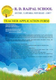 Teaching Staff application form - RD Rajpal School, Dwarka