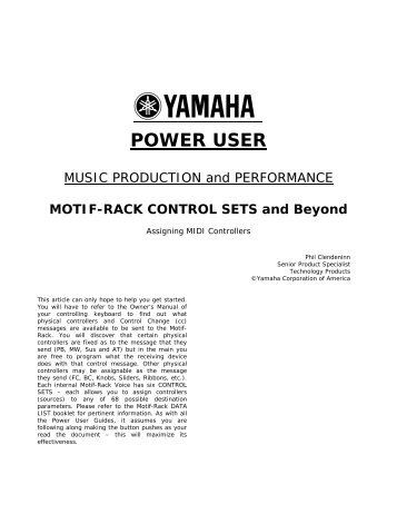 MOTIF-RACK CONTROL SETS and Beyond - Keyfax