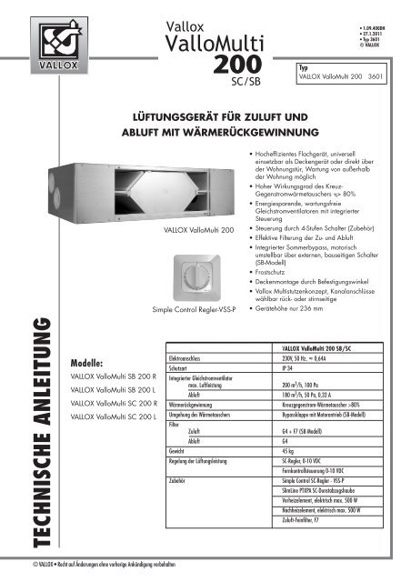 VALLOX ValloMulti 200 - Heinemann GmbH