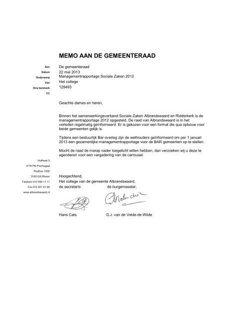 memo 2013 129493 managementrapportage ... - Vergaderingen