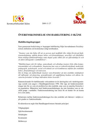 ÖVERENSKOMMELSE OM HABILITERING I SKÅNE - Region Skåne