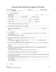 Arizona Infant Death Investigation Checklist