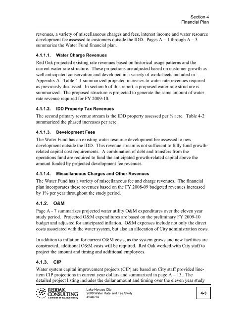 2008 Water Rate and Fee Study - Lake Havasu City