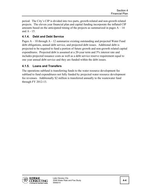 2008 Water Rate and Fee Study - Lake Havasu City