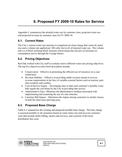 2008 Water Rate and Fee Study - Lake Havasu City