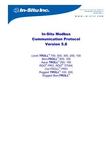 Modbus Communication Protocol v. 5.8 - Waterra-In-Situ