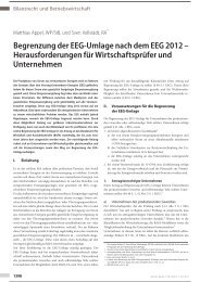 Begrenzung der EEG-Umlage nach  dem EEG 2012 - RölfsPartner