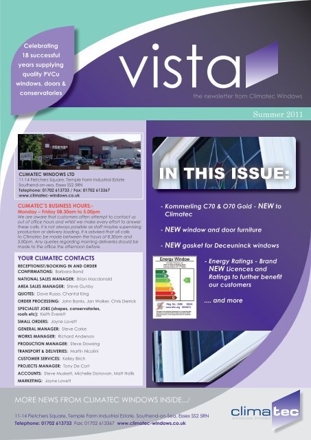 Vista Newsletter - Climatec Windows Limited