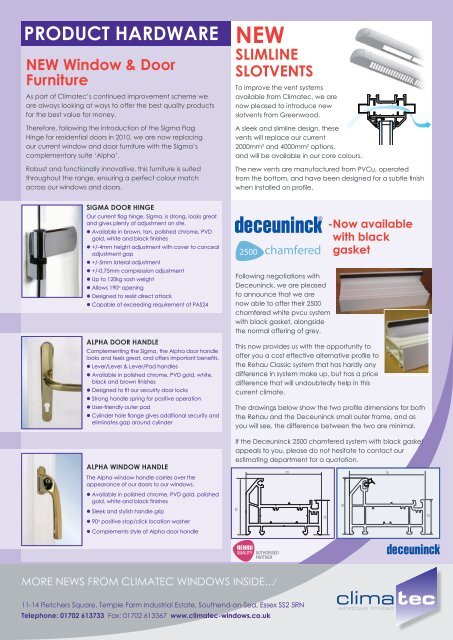 Vista Newsletter - Climatec Windows Limited