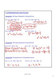 6-2 Polynomials and Linear Factors