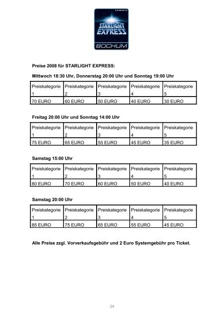 Pressemappe STARLIGHT EXPRESS - Kein Pardon