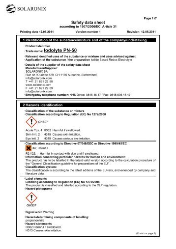 MSDS Iodolyte PN-50 - Solaronix