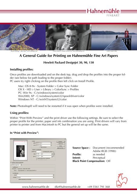 A General Guide for Printing on Hahnemühle Fine Art Papers