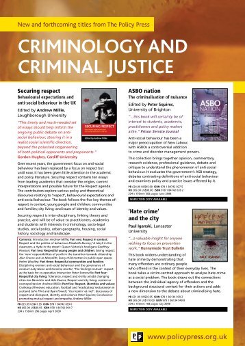 Criminology and Criminal Justice flyer - Policy Press