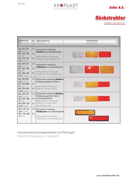 Rückstrahler - Proplast