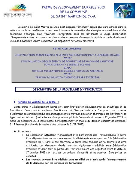 Conditions d'attribution de la prime et formulaire de demande Ã  ...