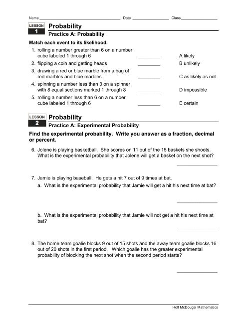 worksheet - Norwell Public Schools