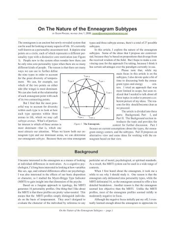 On The Nature of the Enneagram Subtypes - Enneagram Dimensions