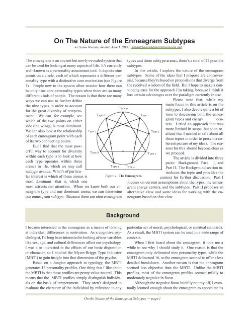 On The Nature of the Enneagram Subtypes - Enneagram Dimensions