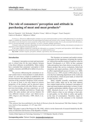 The role of consumers' perception and attitude in purchasing of meat ...