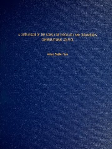 A Comparison of the Kodaly Methodology and Feierabend's ...