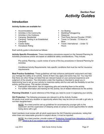 Safe Guide 2008 - Forms - Girl Guides of Canada.