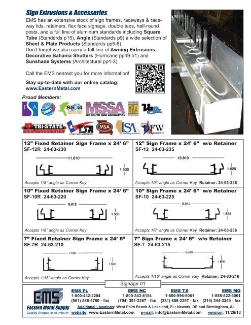 Sign Frames Retainers Eastern Metal Supply Sign Frames Retainers Eastern Metal