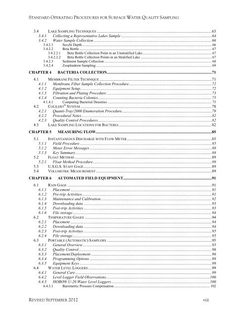 Standard Operating Procedures for Surface Water Sampling